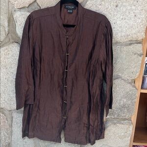 Citron Santa Monica Chocolate Brown Linen/Nylon Blouse